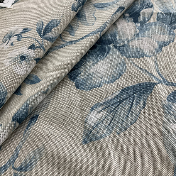 2 Yard Piece of Comersan Fabrics Granado Duck Blue And Beige | Lightweight Duck Fabric | Home Decor Fabric | 55" Wide