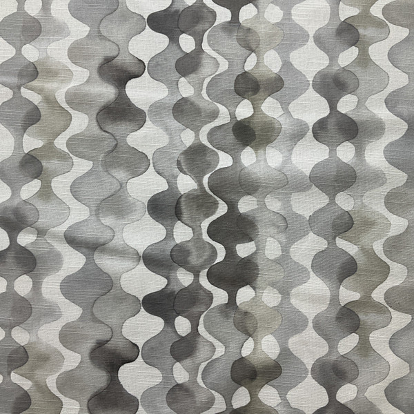 Clio in Smoke Grey  |  Shades of Gray Wavy Geometric Printed Duck Home Decor Fabric | Vilber | Drapery |  100% Cotton |  54" Wide | Sold BTY