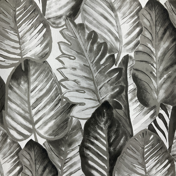 Tropical Leaves in Grey / White | Home Decor Fabric | Vilber Aloha 2791 | Medium Weight | 100% Cotton | 54" Wide | By the Yard