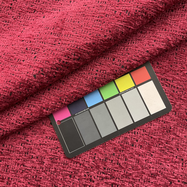 Hillrose in Cherry | Chenille Upholstery Fabric | Textured Weave in Dk Pink with Black | Heavy Weight | Kaufmann | 54" Wide | By the Yard