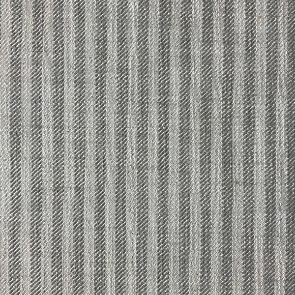 Lucera in Pewter | Upholstery / Slipcover Fabric | Stripes in Off White / Grey | Medium Weight | 54" Wide | By the Yard