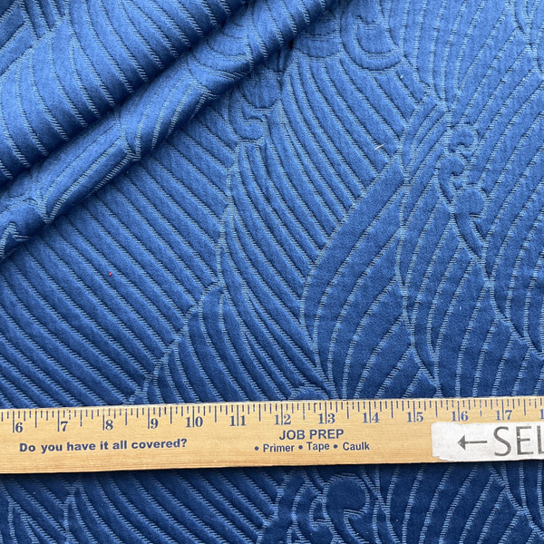 Tsunami in Marine Blue | Pre Quilted Metalasse Upholstery Fabric | Wave Design | Heavyweight | 70% Cotton / 30% Poly | 54" Wide | By the Yard
