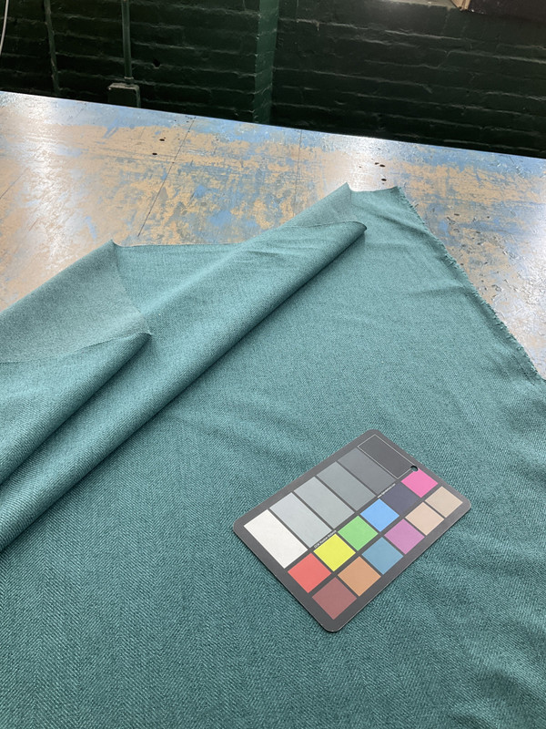 Belem in Cayman | Upholstery Fabric | Herringbone Weave in Teal Green | Medium Weight | 54" Wide | By the Yard