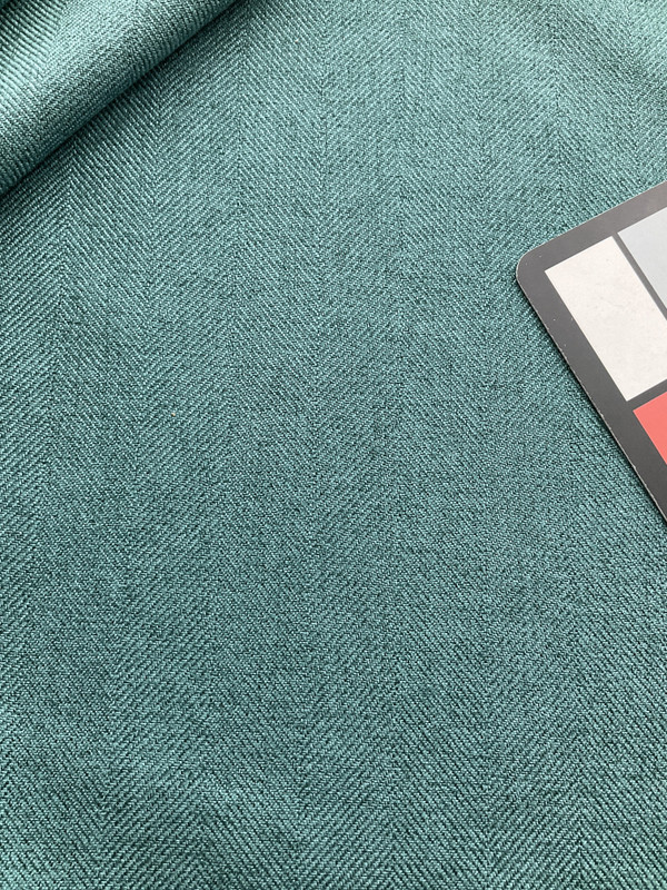 Belem in Cayman | Upholstery Fabric | Herringbone Weave in Teal Green | Medium Weight | 54" Wide | By the Yard