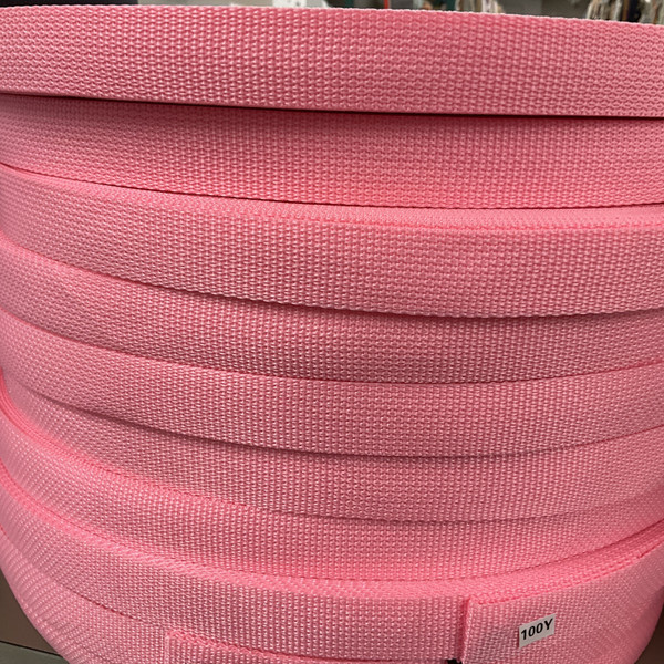 1 Inch Pastel Pink Lightweight Polyester Webbing By the Yard | Bag Handles, Trim, Edging, Binding
