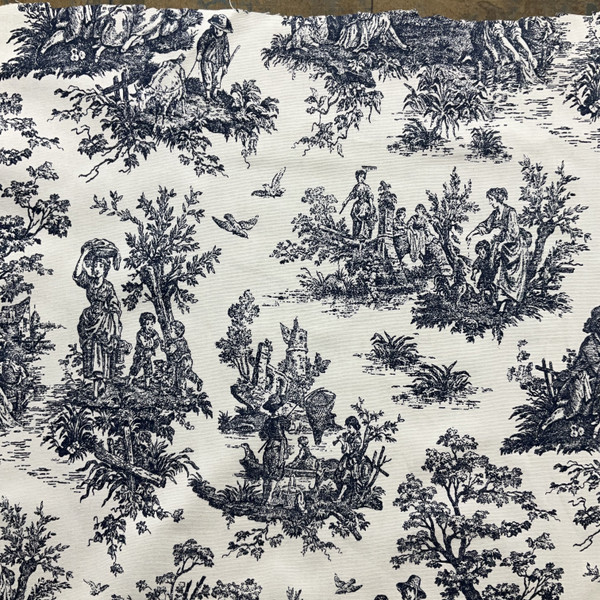 2.5 Yard Piece of EXCLUSIVE Premier Prints Colonial Toile Cotton Duck Blue | Medium Weight Duck Fabric | Home Decor Fabric | 54" Wide