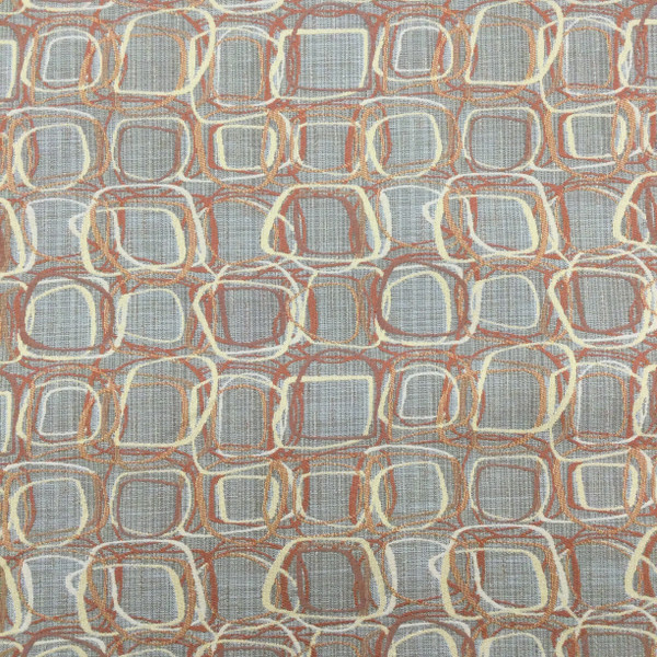 3.5 Yard Piece of Geometric Squares Jacquard Fabric in Orange and Beige | Upholstery | 54" Wide | By the Yard | Corso in Poppy