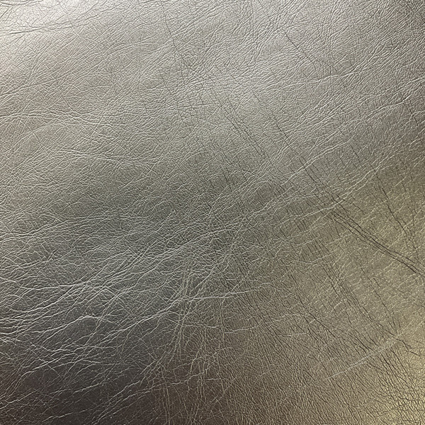 Helsimo in Pewter | Faux Leather Vinyl Upholstery Fabric | Light Grain | Metallic | Workable | 54" Wide | By the Yard