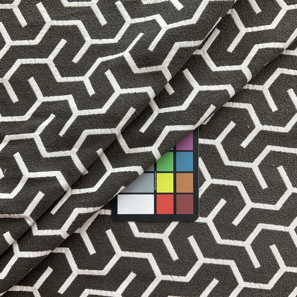 Franklin in Clove | Jacquard Upholstery Fabric | Geometric Design in Taupe / White | Heavy Weight | 54" Wide | By the Yard