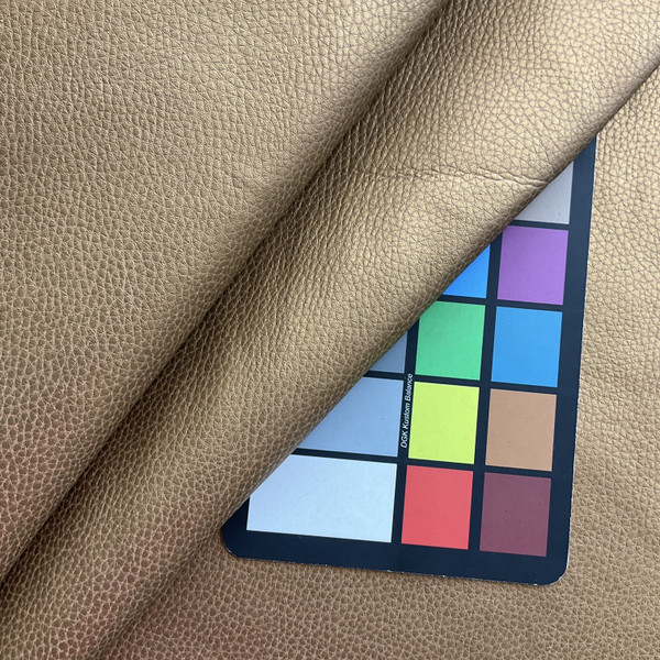 Dallas in Copper  | Metallic Matte Pebble Texture  Faux Leather Upholstery Vinyl Fabric | Heavyweight | Indoor Furniture | Flannel Backed  | 54" Wide | Sold BTY