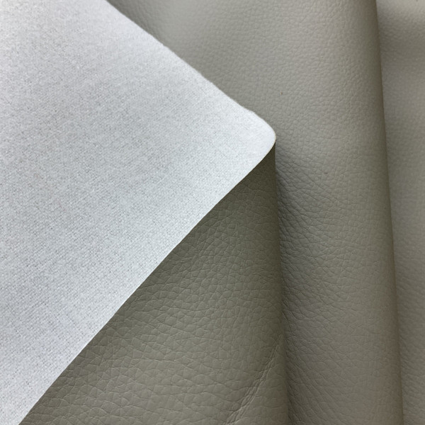 Alexis in Light Grey |  Warm Light Grey Lightly Textured Matte  Faux Leather Upholstery Vinyl Fabric | Heavyweight | Indoor Furniture | Felt Backed | 54 Wide | Sold BTY