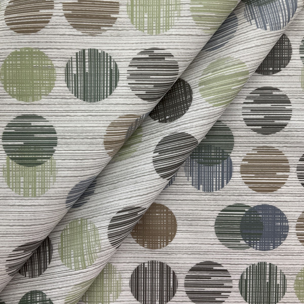 Silica in Bauble | Upholstery Vinyl Fabric | Geometric Design in Blue / Green / Grey | High Performance   | Knit back |  Medium weight | 54 Inch WIde | Sold BTY