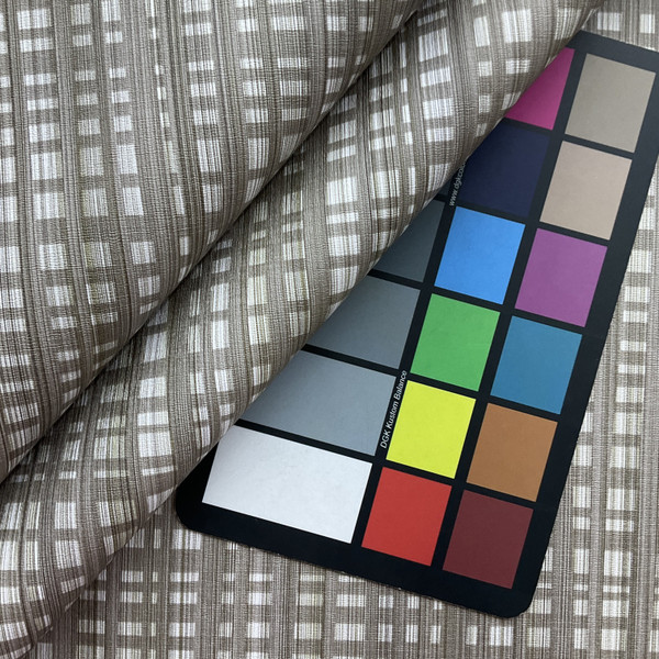 Wander in Flannel |  Upholstery Vinyl Fabric | Plaid Design in Taupe | High Performance  | Knit back |  Heavyweight | 54 Inch WIde | Sold BTY