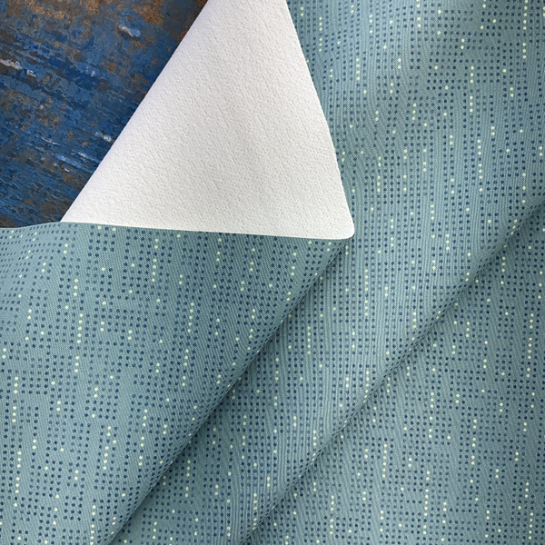 Bluff in Equator | Retro Vinyl Upholstery Fabric | 50's Kitchen Dotted Design in Blue / Mint | Commercial Grade | 54" Wide | By the Yard