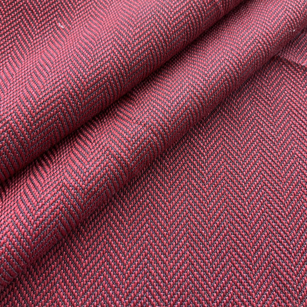 Michael in Blossom | Upholstery Fabric | Herringbone in Red / Plum | Medium Weight | 54" Wide | By the Yard