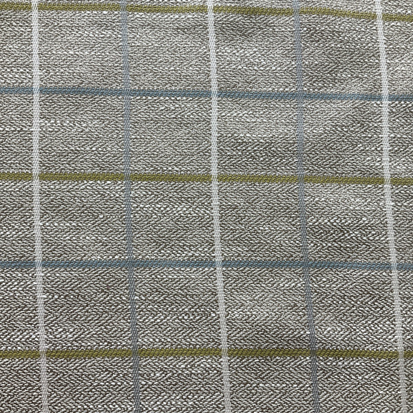 Daybreak in Tranquil | Upholstery Fabric | Windowpane Plaid in Beige / Green / Blue | Medium Weight | 54" Wide | By the Yard