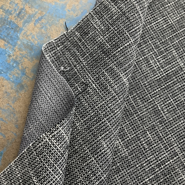 Estate in Black Pepper | Upholstery Fabric | Slub Basketweave in Black / White  | Heavy Weight | 54" Wide | By the Yard