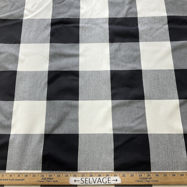 Tatanka in Black | Drapery / Slipcover Fabric | Black / Off White Buffalo Plaid | Medium Weight | 54" Wide | By the Yard