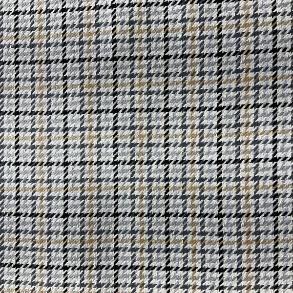 Durrow in Charcoal | Upholstery Fabric | Houndstooth Plaid in Black / Grey / Tan | Heavyweight | 54" Wide | By the Yard