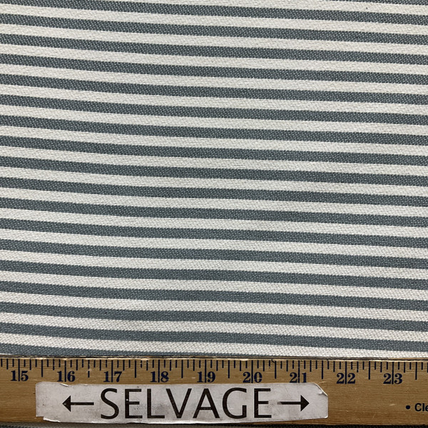 Pencil Stripes in Slate Blue / White | Upholstery Canvas / Slipcover Fabric | Medium Weight | 54" Wide | By the Yard