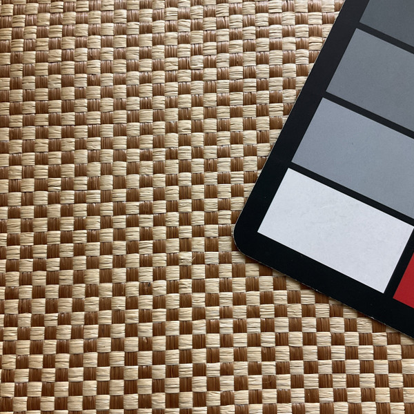 Checkered Raffia Basket weave Fabric in Straw Brown | Outdoor Friendly Upholstery Fabric | Olefin | 54" Wide | By the Yard