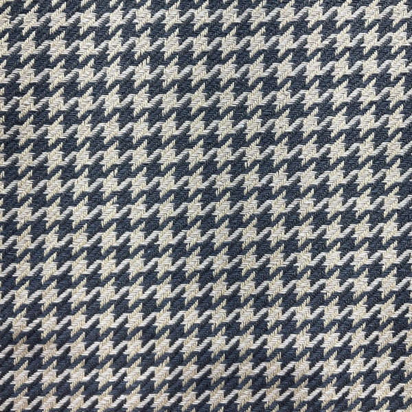 Kerry In Charcoal  |  Slate Greyblue and Tan Houndstooth Plaid Woven Upholstery Fabric |  Heavyweight | Home Decor |  54" Wide | Sold BTY