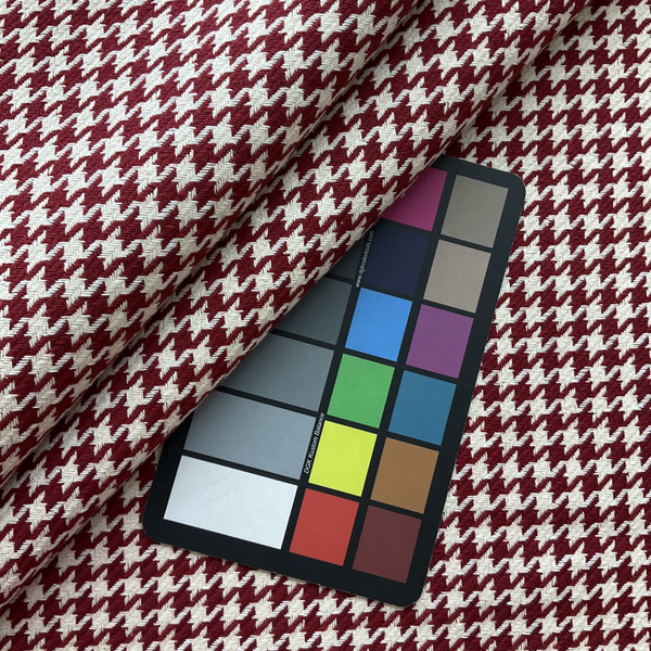 Kerry In Cranberry  | Upholstery Fabric | Dk Red / Off White Houndstooth | Ralph Lauren | Heavyweight | Home Decor |  54" Wide | Sold BTY