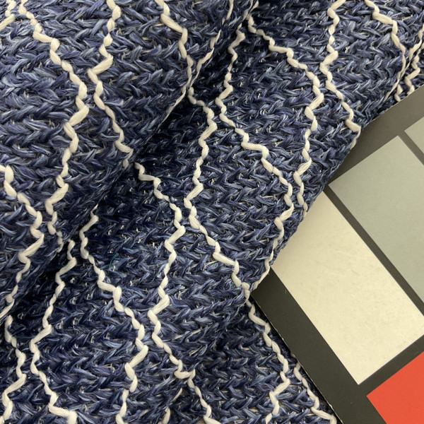 Maya Bay in Marine Blue | Upholstery Fabric | Diamond Design | Heavy Weight | Olefin | 54" Wide | By the Yard