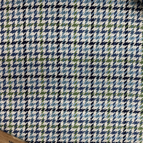 Durrow in Slate  | Upholstery Fabric | Blue / Green / Cream Houndstooth | Ralph Lauren | Heavy Weight | 54" Wide | Sold BTY