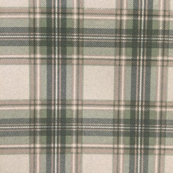 1.75 Yard Piece of Tartan Plaid Velvet Fabric | Green / Taupe / Grey | Heavyweight Upholstery | Microfiber Velvet | 54 wide | By The Yard