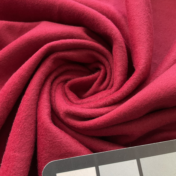 2.25 Yard Piece of Cherry Red Coating Wool | Wool / Poly Blend | Super Soft Brushed Twill Weave | 20oz | 60" Wide  | DYE LOTS MAY VARY