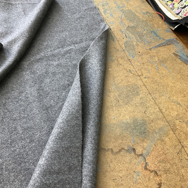 2.25 Yard Piece of Lighter Heathered Grey Coating Wool | Wool / Poly Blend | Soft Felted | 20oz | 60" Wide  | DYE LOTS MAY VARY | COATWOOL-110-REM6
