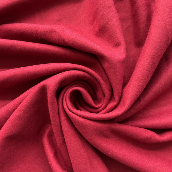 1.875 Yard Piece of Solid Red Coating Wool | Wool / Poly Blend | Soft Flat Felt | 20oz | 60" Wide  | DYE LOTS MAY VARY
