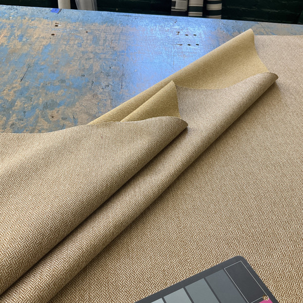 Essex in Chutney | Upholstery Fabric | Parquet Weave | Gold / Light Grey | 100% Polyester | Heavy Weight | Nassimi | 54" Wide | By the Yard