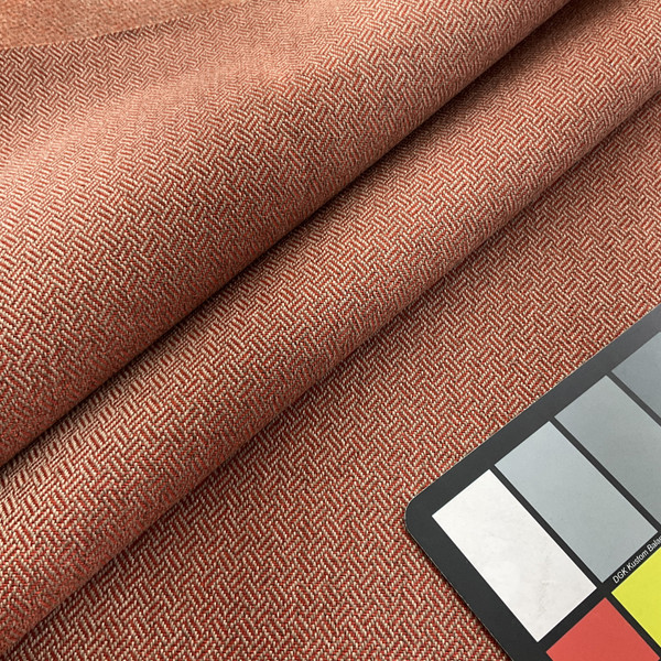 Essex in Hibiscus | Upholstery Fabric | Parquet Weave | Red / Taupe | 100% Polyester | Heavy Weight | Nassimi | 54" Wide | By the Yard