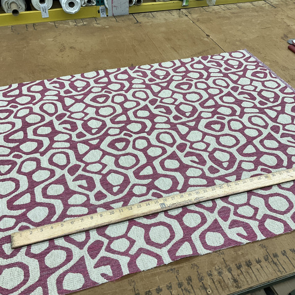 Atomic in Berry | Jacquard Upholstery Fabric | Mid Century Modern Design in Pink / Off White | Heavy Weight | 54" Wide | By the Yard