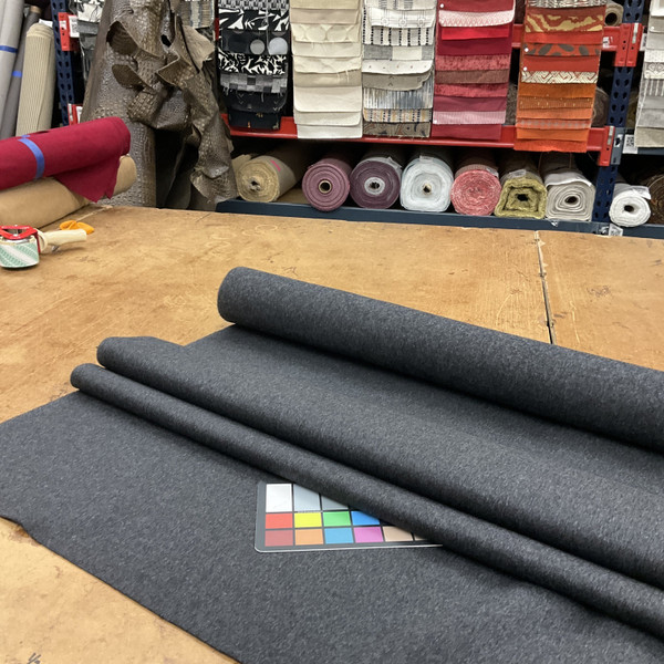 1 Yard Piece of Solid Heathered Charcoal Grey Coating Wool | Wool / Poly Blend | Soft Flat Felt | 20oz | 60" Wide | DYE LOTS MAY VARY