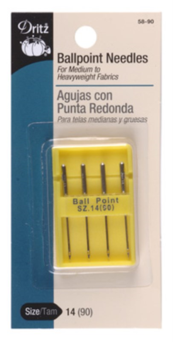 Universal Sewing Machine Needles | 4 piece | Ball Point Needles Size 14 | Dritz