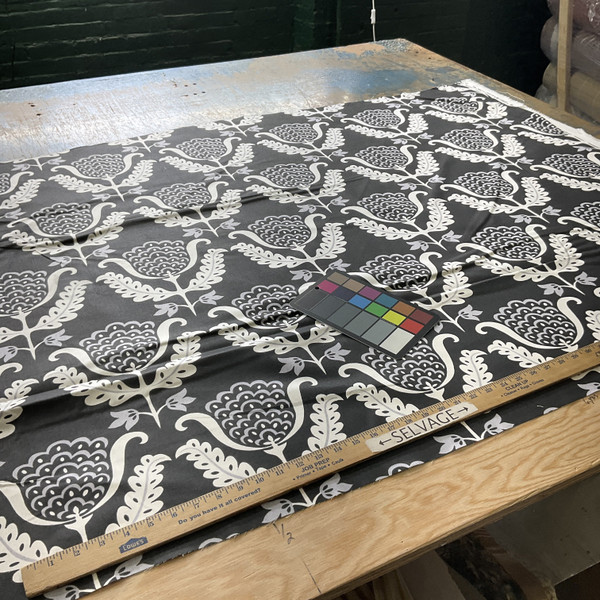 1.5 Yard Piece of One Wish in Blackbird | Home Decor fabric | Floral Damask in Black / Grey / White | Drapery | Waverly | 100% Cotton | 54" Wide | By The Yard