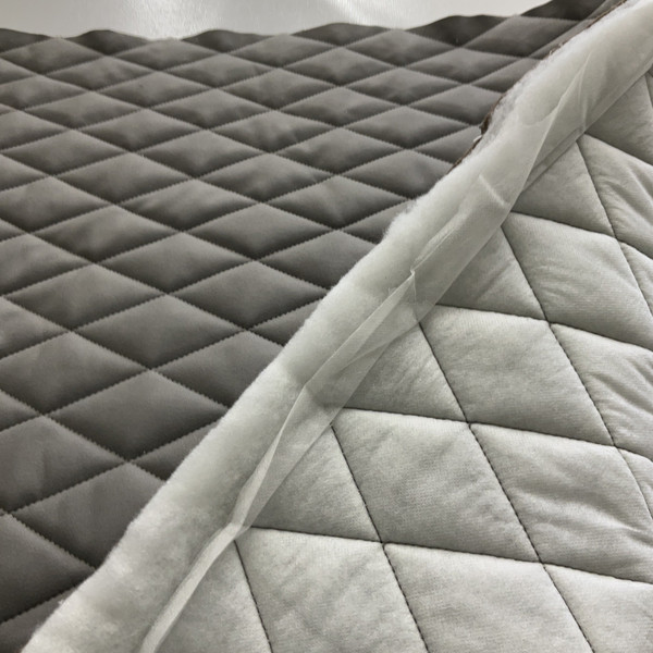Queen Porschia in Ash Gray | Upholstery Fabric | Quilted Diamonds Layered with Dacron | Heavy Weight | 54" Wide | By the Yard