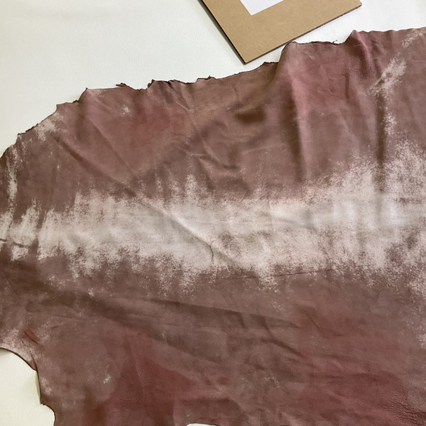 Distressed Mauve Pink Nappa Lambskin Leather Hide | 6 Square Feet | 1.9 Ounce / 0.8 mm