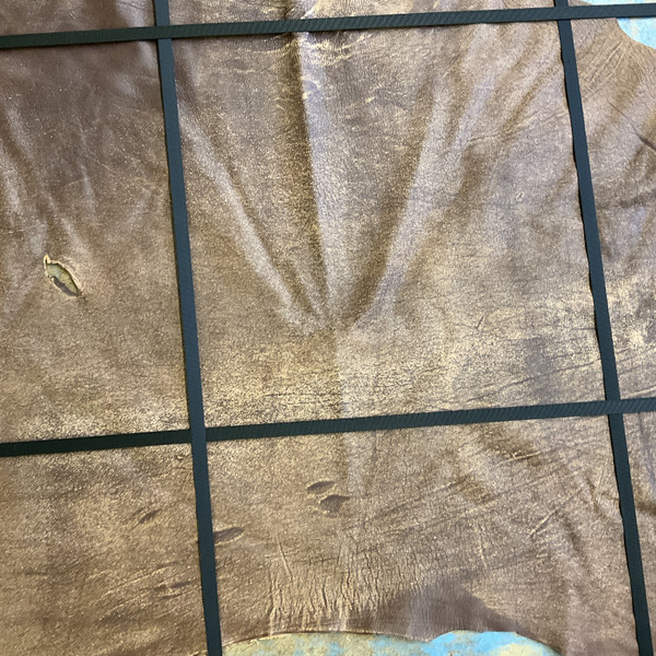 Distressed Dark Brown / Tan Nappa Lambskin Leather Hide | 6 Square Feet | 1.5 Ounce / 0.6 mm