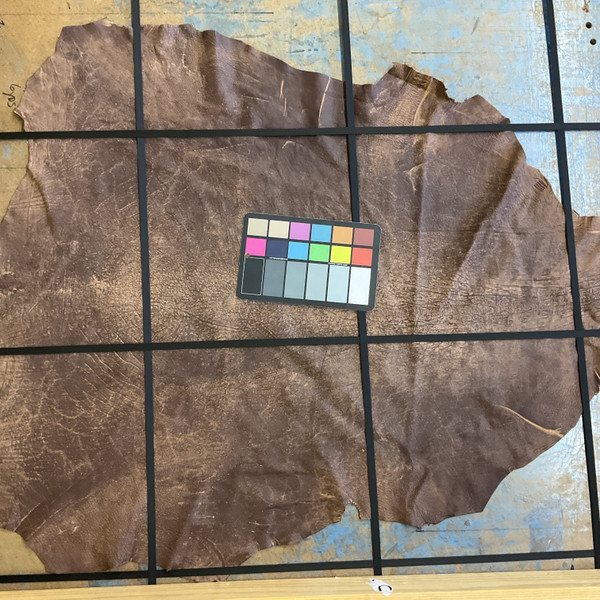 Distressed Dark Brown / Tan Nappa Lambskin Leather Hide | 6 Square Feet | 1.5 Ounce / 0.6 mm.