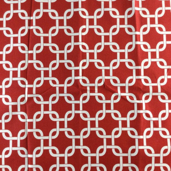 2.875 Yard Piece of Linked Squares Red / White | Home Decor Fabric | Premier Prints | 54 Wide | By the Yard