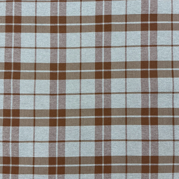 Plaid Twill in Orangish Brown and Grey | Upholstery Fabric | Medium Weight | 54" Wide | By the Yard