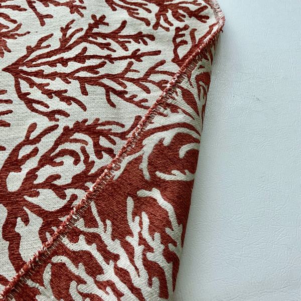 Nautical Coral in Orange / Off White | Upholstery Fabric | Heavyweight | Durable | 54" Wide | By the Yard