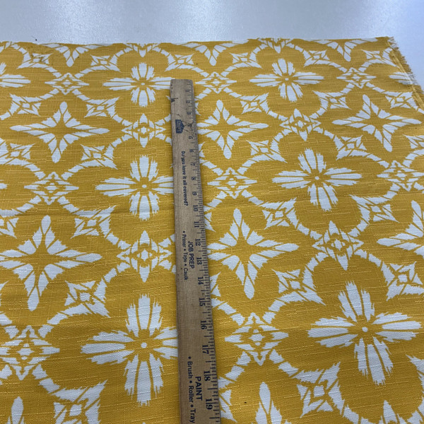 Aspidoras in Yellow | Outdoor Waterproof Upholstery Fabric | Bohemian Print in Yellow and White | Europatex | 60" Wide | By the Yard