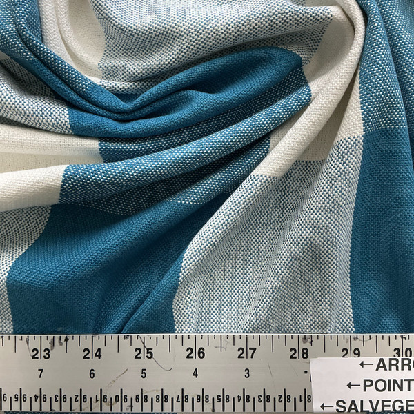 Big Check in Teal | Upholstery / Slipcover Fabric | Teal Blue and White | 100% Cotton | 55" Wide | Medium Weight | By the Yard