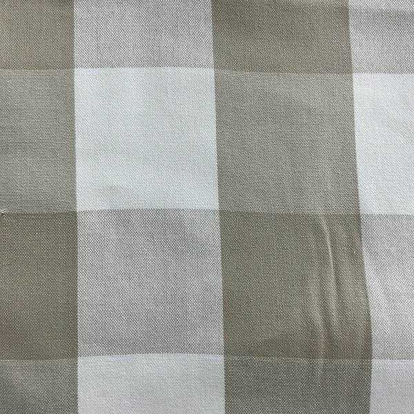 Big Check in Linen | Upholstery / Slipcover Fabric | Beige and White | 100% Cotton | 55" Wide | Medium Weight | By the Yard
