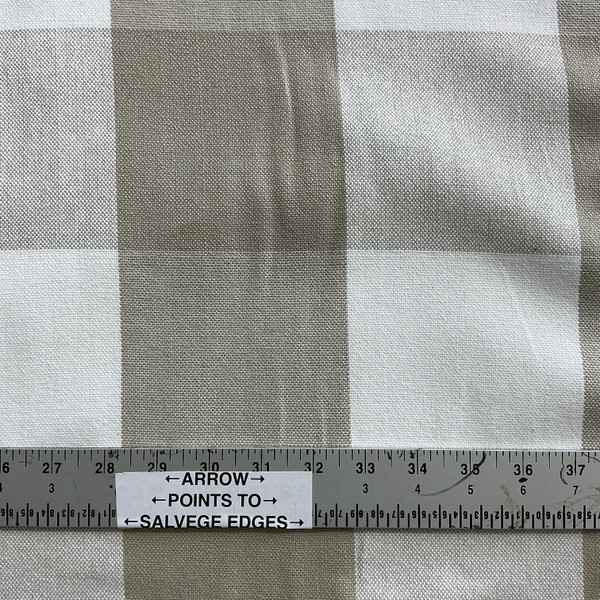 Big Check in Linen | Upholstery / Slipcover Fabric | Beige and White | 100% Cotton | 55" Wide | Medium Weight | By the Yard